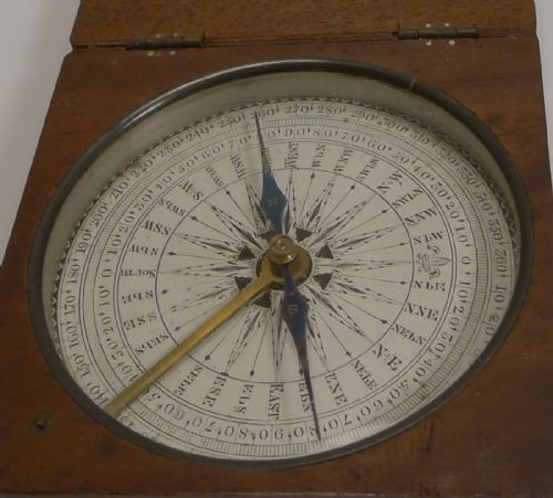 fig 1. Large Antique Mahogany Cased Compass by Speridion & Son, Cardiff c.1890