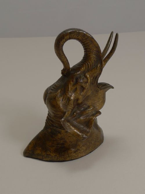 ANTIQUE FRENCH FIGURAL BRONZE INKWELL BY ERNEST LOUIS ADNIN EIEPHANT C1910 - ADDITIONAL PHOTO 1