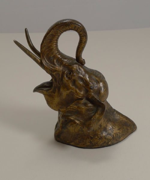 ANTIQUE FRENCH FIGURAL BRONZE INKWELL BY ERNEST LOUIS ADNIN EIEPHANT C1910 - ADDITIONAL PHOTO 4