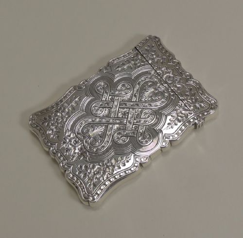 Stunning Antique English Sterling Silver Visiting Card Case - 1858