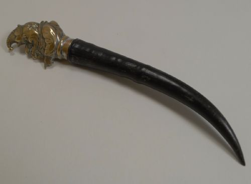 Handsome Figural English Horn and Brass Letter Opener - Mr. Punch C.1900