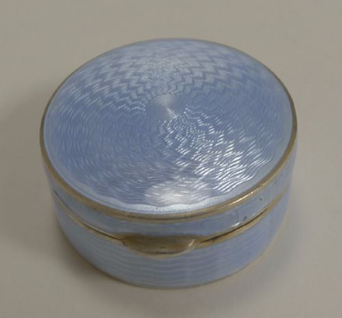 Stunning Antique Austrian Sterling Silver and Lilac Guilloche Enamel Pill Box