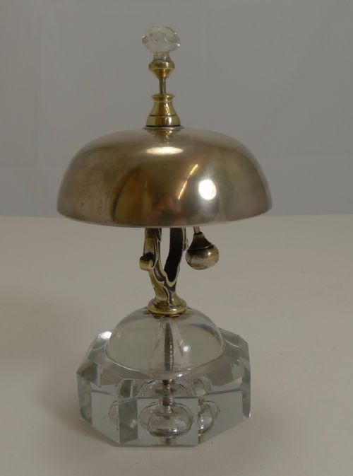 Rare Antique English Crystal and Brass Desk Bell C.1880