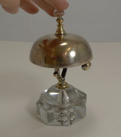 fig 1. Rare Antique English Crystal and Brass Desk Bell c.1880