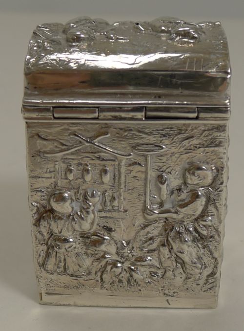 fig 1. Fabulous English Sterling Silver Miniature Playing Card Box - 1901