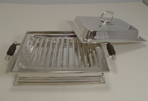 Fine Quality Antique English Asparagus Chafing Dish by Elkington in Silver Plate