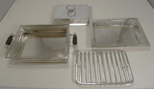 fig 1. Fine Quality Antique English Asparagus Chafing Dish by Elkington In Silver Plate