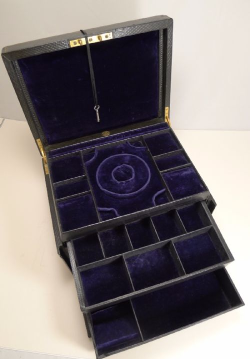 Large Antique English Jewellery Box by a & L Moses C.1860
