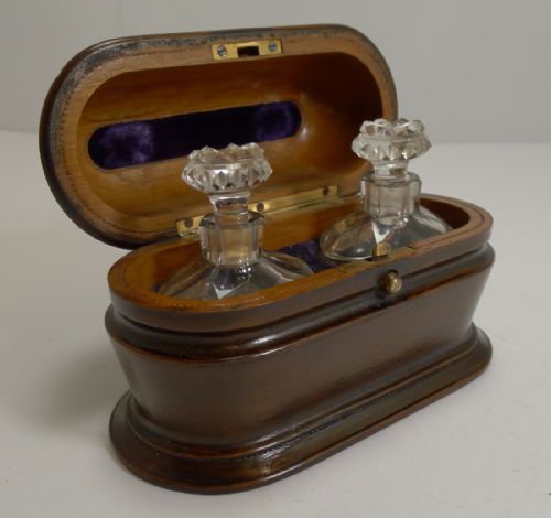 Stunning Antique French Perfume Bottle Box with Crystal Scent Bottles C.1880