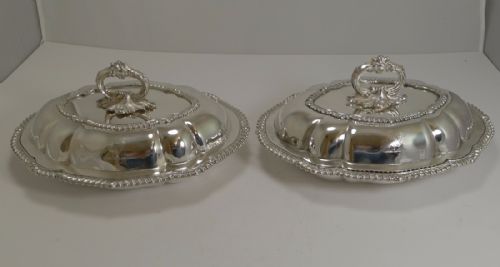 fig 1. Pair Antique English Silver Plated Entree Dishes c.1890