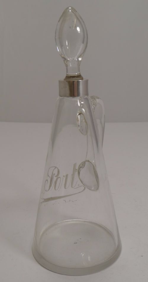 Small Antique Sterling Silver Mounted "Port" Decanter - 1904
