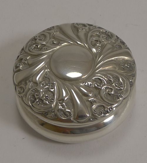 Victorian English Sterling Silver Pill Box - 1895