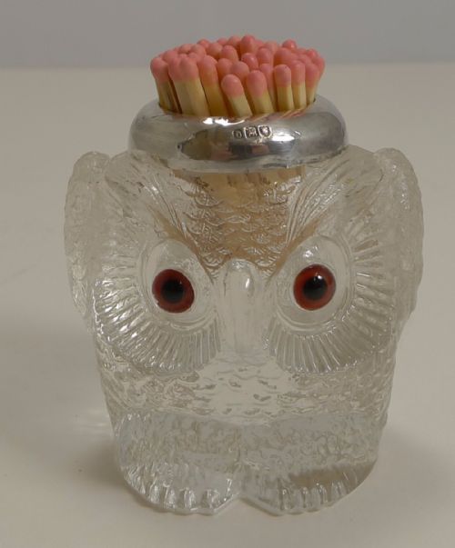 Rare Antique English Figural Match Strike - Owl - London 1909