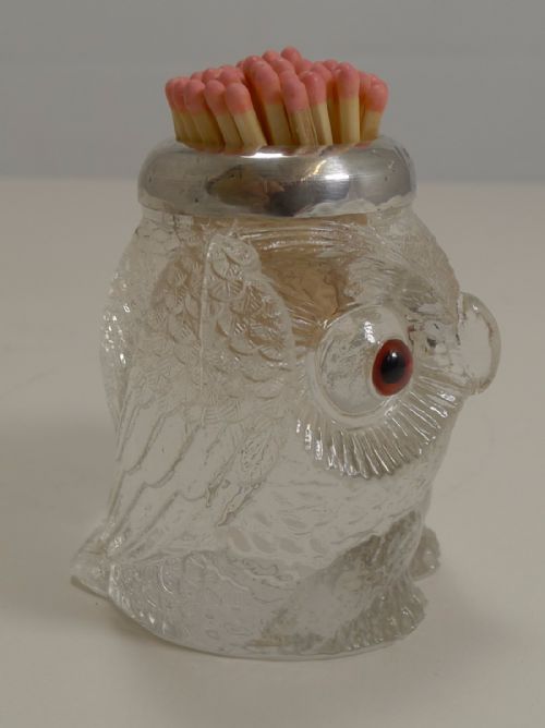 fig 1. Rare Antique English Figural Match Strike - Owl - London 1909