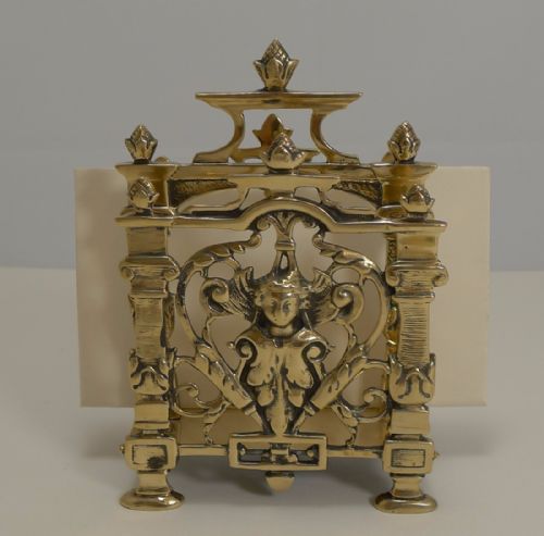 Petite Antique English Brass Letter Holder - Angel C.1880
