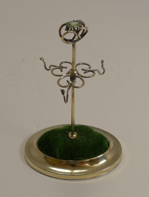 Antique Brass Hatpin Stand / Ring Holder C.1890
