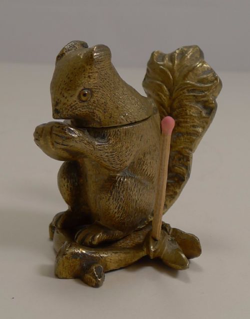 Antique English Figural Vesta / Go-to-bed - Squirrel C.1890