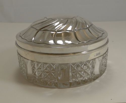 HUGE 7 CUT CRYSTAL AND ENGLISH STERLING SILVER BOX 1905 - ADDITIONAL PHOTO 2