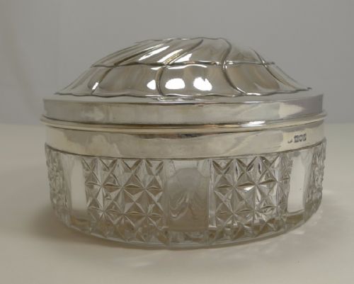 HUGE 7 CUT CRYSTAL AND ENGLISH STERLING SILVER BOX 1905 - ADDITIONAL PHOTO 3