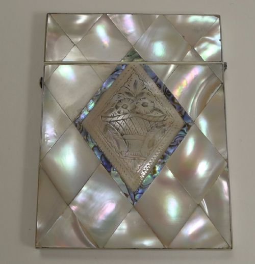 Antique English Mother of Pearl Visiting Card Case C.1850