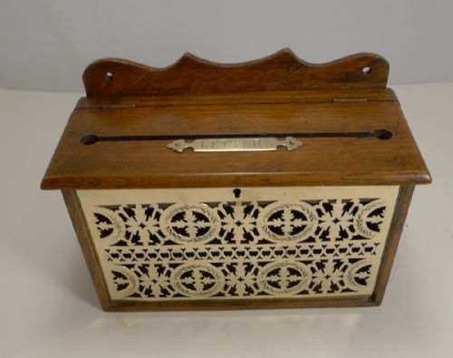 Antique English Oak & Brass Letters Box C.1890