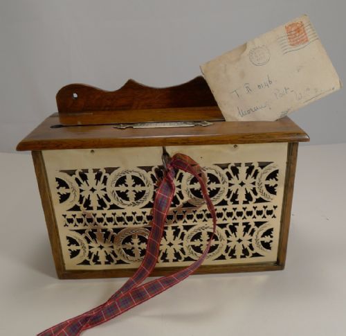 fig 1. Antique English Oak & Brass Letters Box c.1890