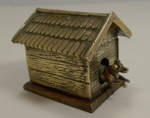 Antique Novelty Postage Stamp Box - Dog in Kennel C.1890