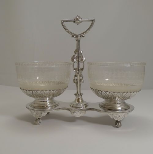 Top Quality Victorian Silver Plate and Glass Double Preserve C.1870