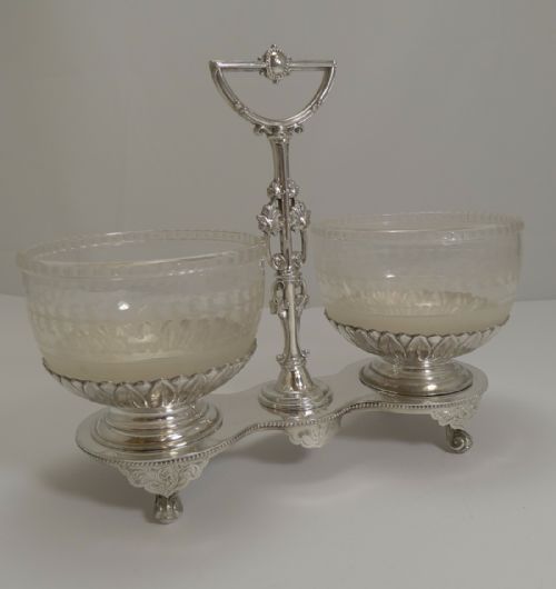 fig 1. Top Quality Victorian Silver Plate and Glass Double Preserve c.1870