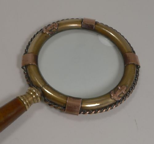 fig 1. Antique English Novelty Magnifying Glass - Nautical Theme