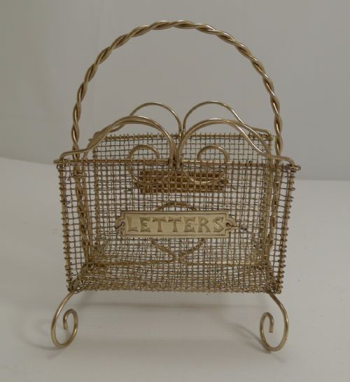 Antique English Brass Mesh Letters Rack C.1890