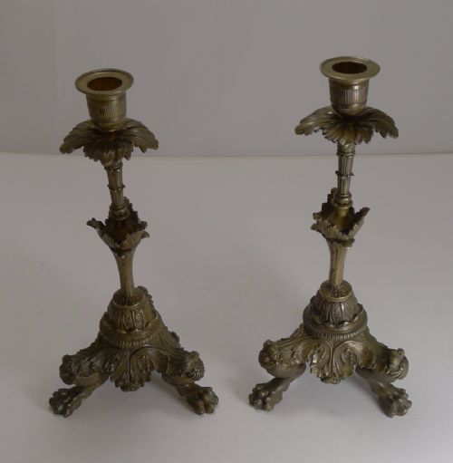 Superb Pair Antique French Bronze Candlesticks C.1880