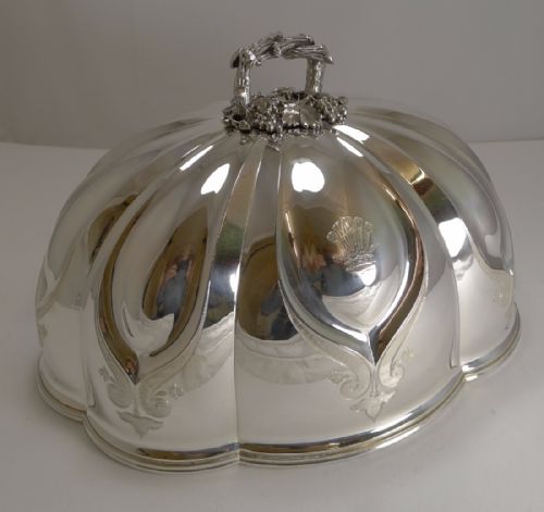 fig 1. Stunning Antique Shaped Silver Plated Meat or Food Dome - 1841