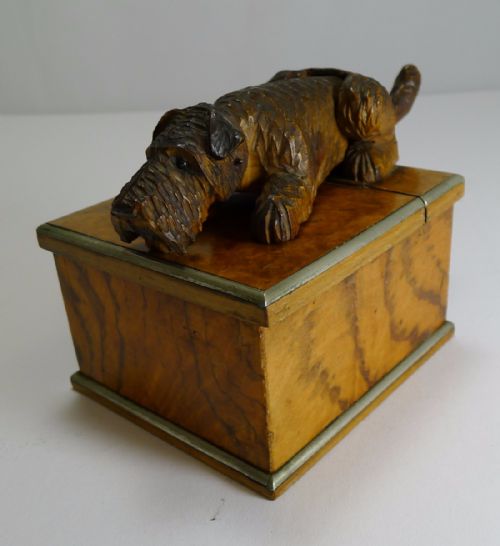 Antique Novelty Mechanical Box - Articulated Dog - Fox Terrier