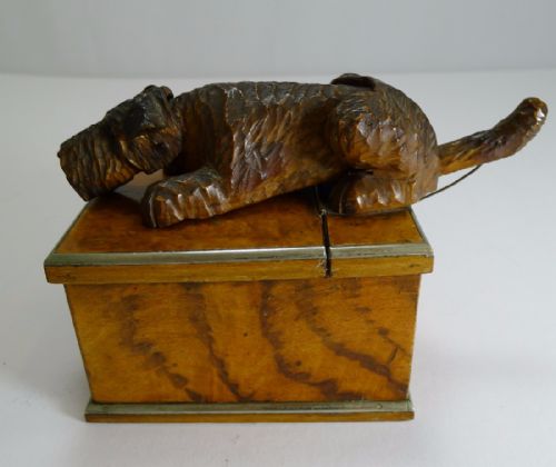 fig 1. Antique Novelty Mechanical Box - Articulated Dog - Fox Terrier