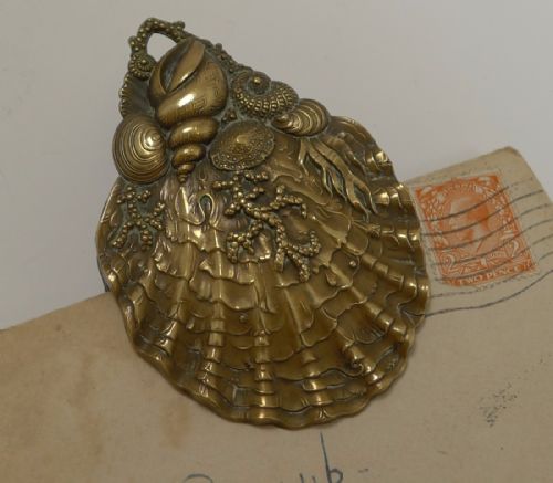 Exquisite Sea Shell Themed Victorian Brass Letter / Paper Clip C.1880
