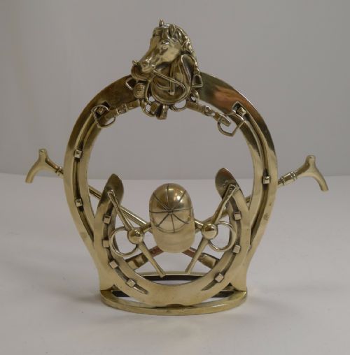 Antique English Cast Brass Horse Racing Letter Holder C.1880