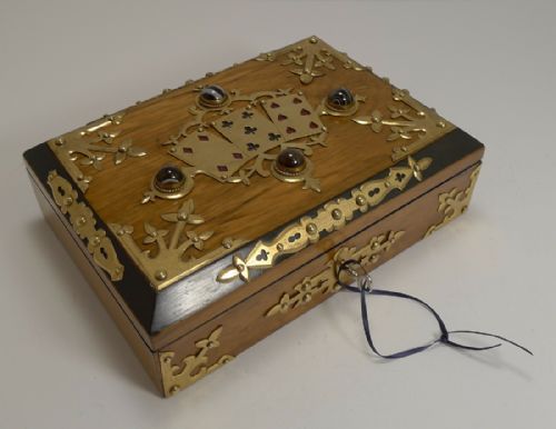 Antique English Playing Card / Games Box C.1860