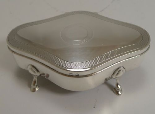 Smart Antique English Sterling Silver Jewelry Box - Engine Turned Decoration