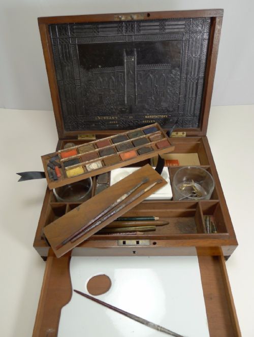 Military / Campaign Brass Bound Artist's / Watercolor Box - J. Newman's - C.1820