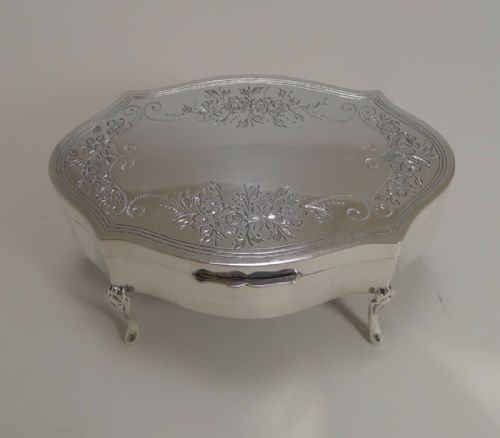 Pretty Antique English Sterling Silver Jewelry Box - 1912