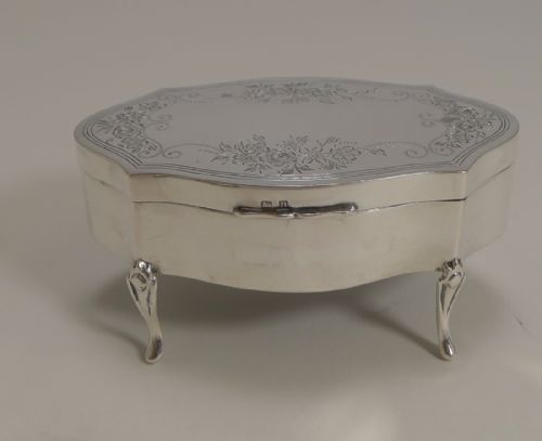 fig 1. Pretty Antique English Sterling Silver Jewelry Box - 1912