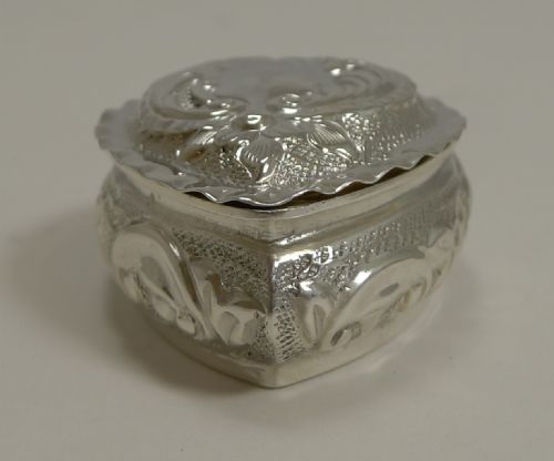 fig 1. Antique English Sterling Silver Heart Pill Box - 1897