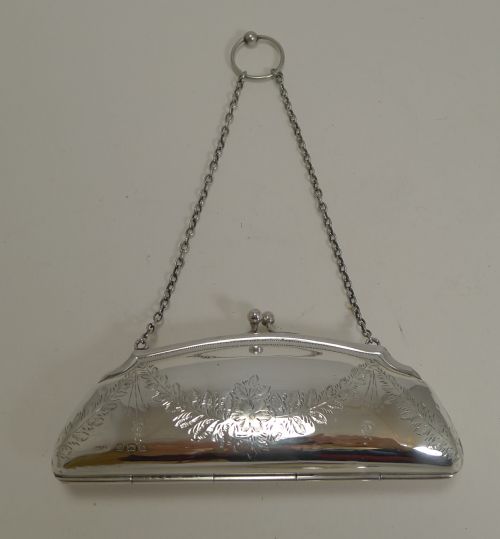 Pretty Antique English Sterling Silver Purse - 1917