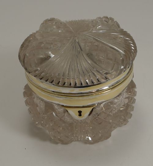 STUNNING ANTIQUE ENGLISH CUT CRYSTAL BOX C1890 - ADDITIONAL PHOTO 1