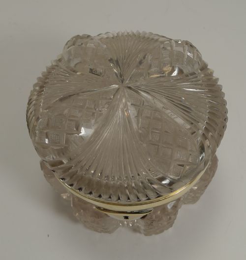 STUNNING ANTIQUE ENGLISH CUT CRYSTAL BOX C1890 - ADDITIONAL PHOTO 2