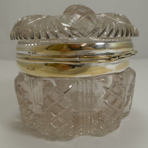 STUNNING ANTIQUE ENGLISH CUT CRYSTAL BOX C1890 - ADDITIONAL PHOTO 7