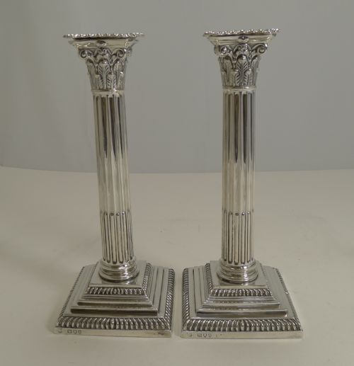 Pair English Victorian Sterling Silver Candlesticks - 1894