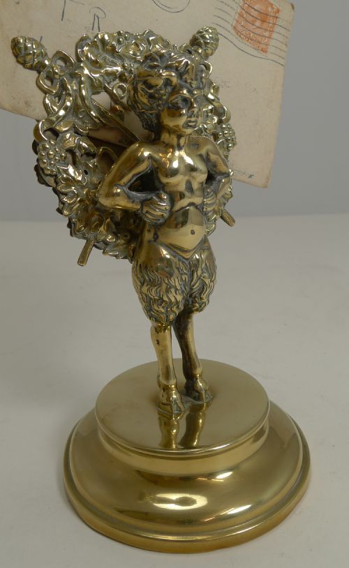 fig 1. Antique English Brass Letter Holder c.1880 - Mythical Figure