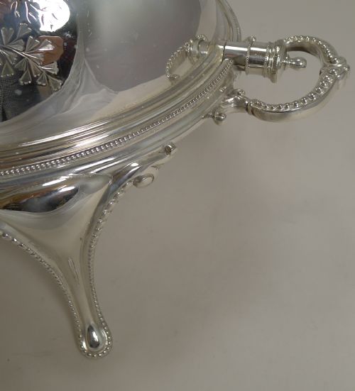 fig 2. Fine Quality English Silver Plated Breakfast Dish - Fern Engraved - 1891